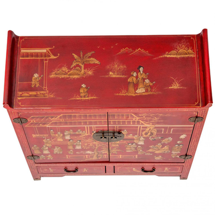 Oriental Furniture Red Lacquer Altar Cabinet Courtyard Wayfair   Red Lacquer Altar Cabinet   Courtyard 